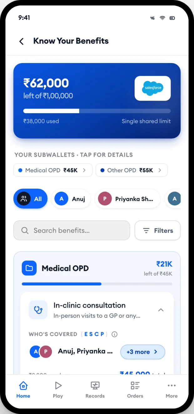 Ring-fenced pots in the mobile app